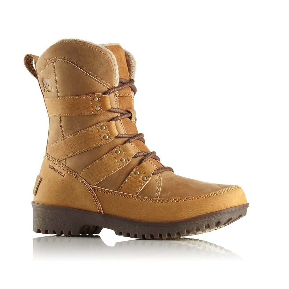 Sorel Womens Meadow Lace Premium Snow Boots Elk Waterproof Suede NEW